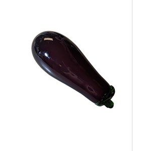 Vintage Retro Eggplant Studio Art Glass Hand Blown Vegetable 6.5"